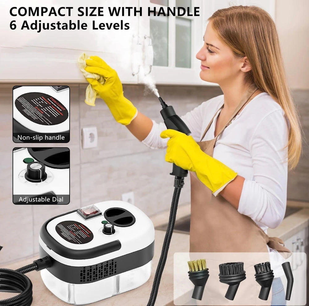 Mini Handheld Steam Cleaner, Steamer For Cleaning, 2500W Pressurized Steam Cleaner With 1.2L Water Tank
